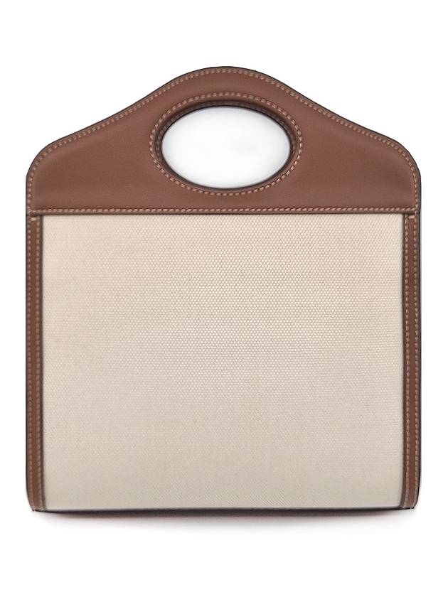 Mini Two-Tone Canvas And Leather Pocket Bag Natural Malt Brown - BURBERRY - BALAAN 4