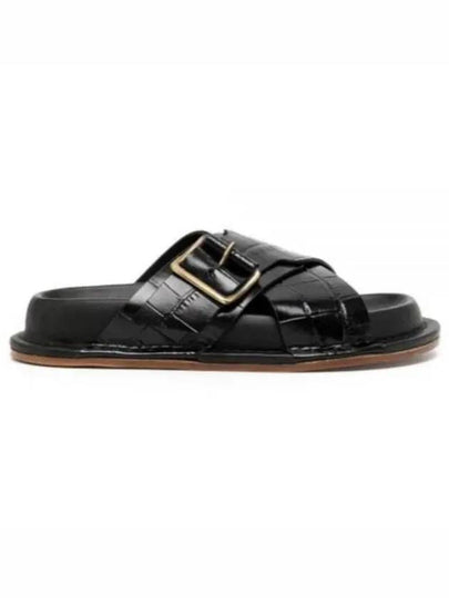 Printed Crocodile Leather Sandals Black - JIL SANDER - BALAAN 2