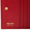 women's gold triangle logo saffiano bifold wallet red - PRADA - BALAAN.