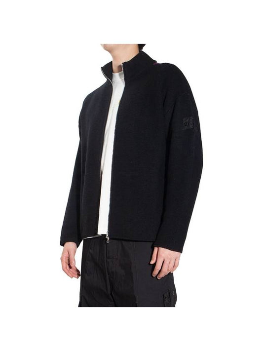 Shadow Reverse Stockinette Stitch Knit Track Jacket Black - STONE ISLAND - BALAAN 1