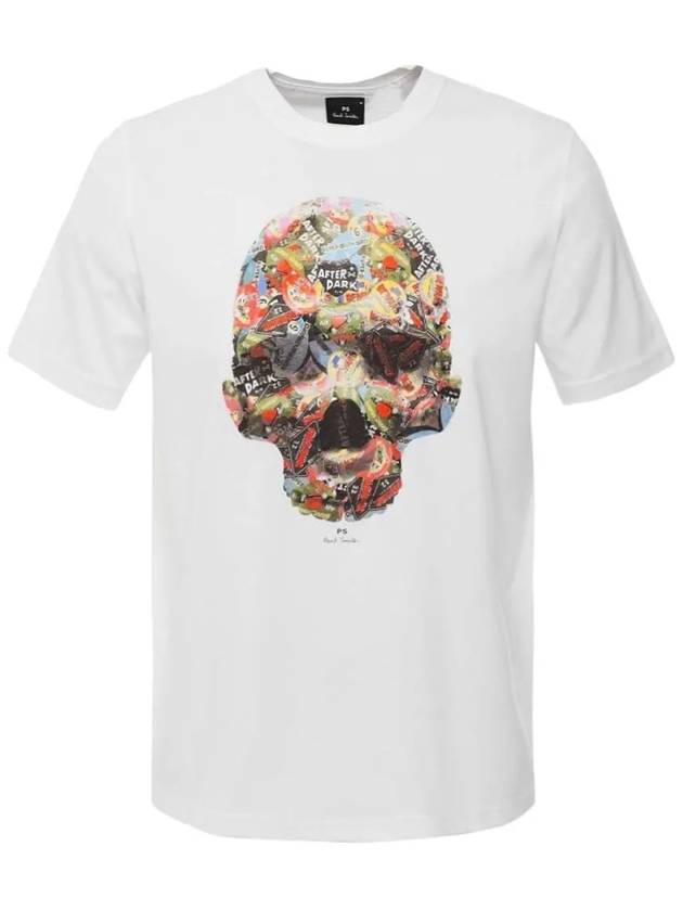 Skull Sticker Print Cotton Short Sleeve T-Shirt White - PAUL SMITH - BALAAN 3