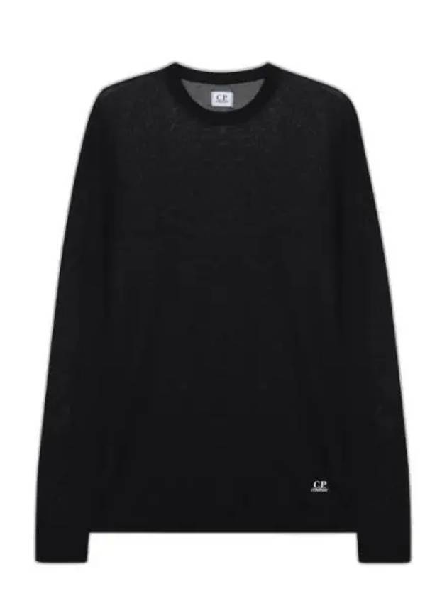 Mini Logo Patch Crew Neck Knit Top Black - CP COMPANY - BALAAN 1