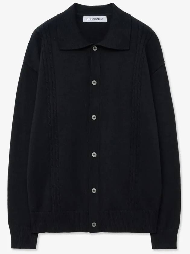 Soft cable collar cardigan black - BLONDNINE - BALAAN 5