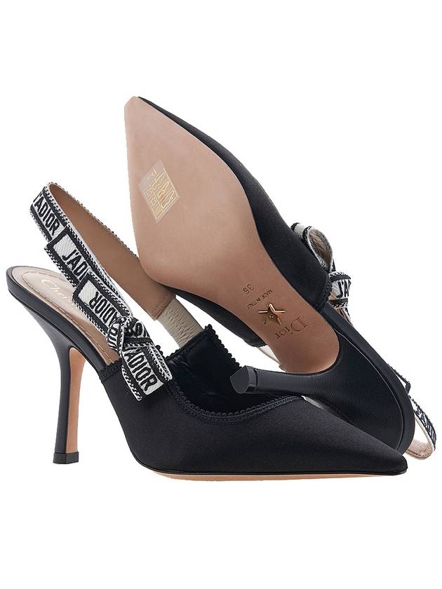 Women's Ja Embroidered Satin Cotton Slingback Heel Black - DIOR - BALAAN 6