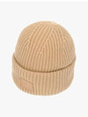 C40135 BISCUIT BEIGE face logo patch beanie - ACNE STUDIOS - BALAAN 3