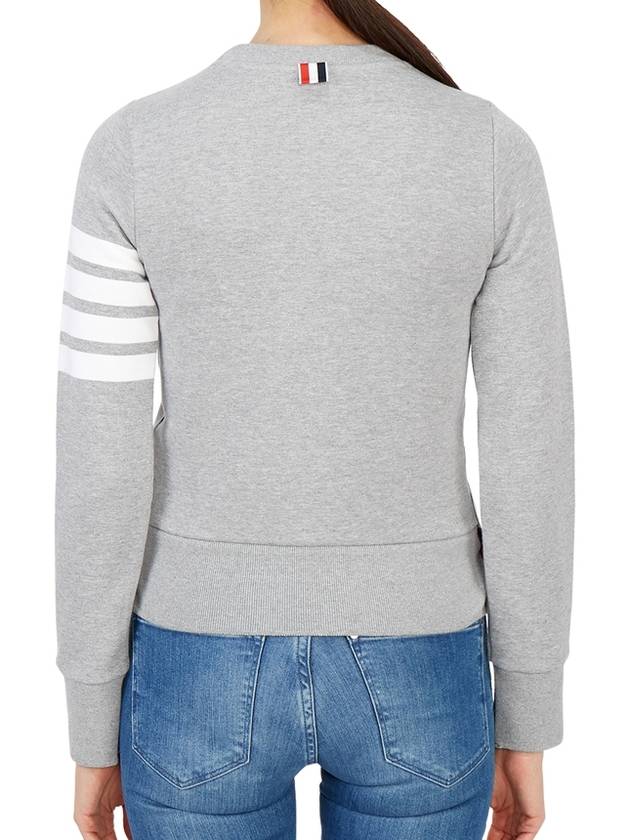 Engineered 4 Bar Stripe Loopback Jersey Knit Crewneck Sweatshirt Light Grey - THOM BROWNE - BALAAN 5