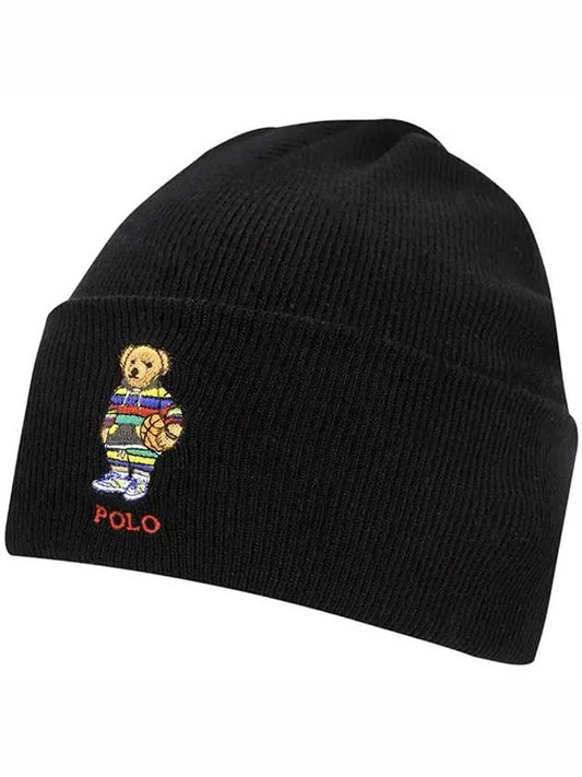 Active Bear Embroidery Beanie Black - POLO RALPH LAUREN - BALAAN 2