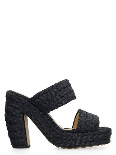 Trinity Weave Raffia Mule Heel Black - BOTTEGA VENETA - BALAAN 2