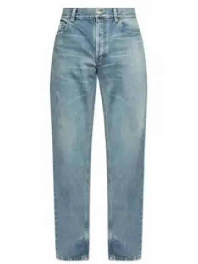 Cotton Straight Leg Jeans Blue - SAINT LAURENT - BALAAN 2