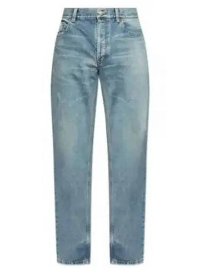 Cotton Straight Leg Jeans Blue - SAINT LAURENT - BALAAN 2