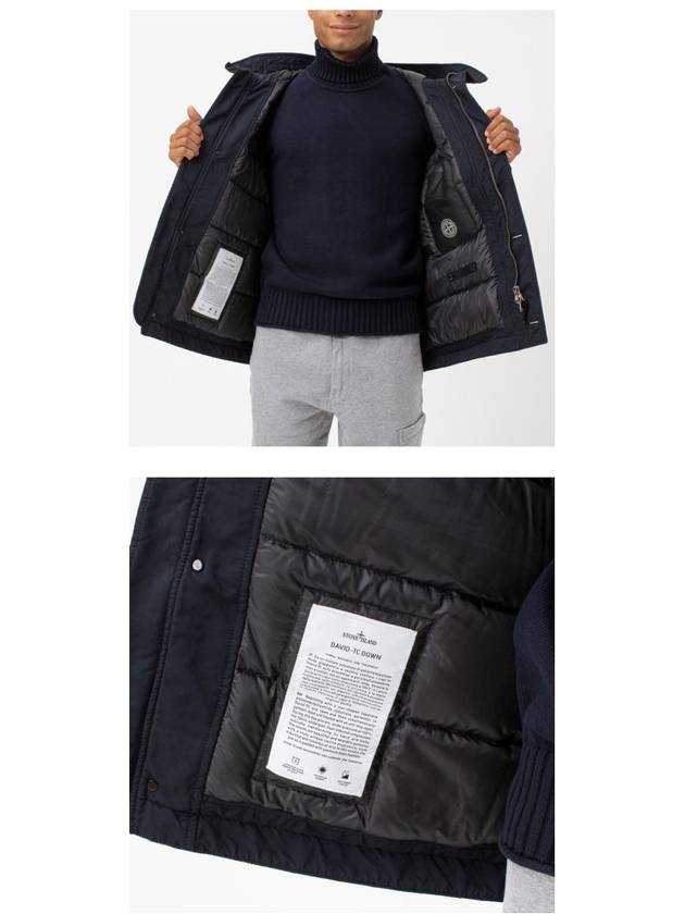 Men's David Wappen Patch Down Hooded Jacket Navy - STONE ISLAND - BALAAN 6