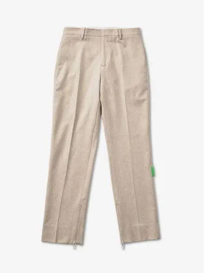 Slim Fit Tag Wool Straight Pants Beige - OFF WHITE - BALAAN 2