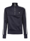 Embroided Logo Half Zip-Up Sweatshirt Navy - AMI - BALAAN 1