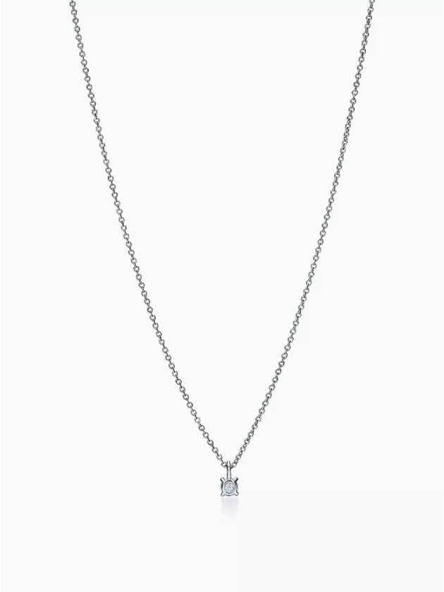 Women's Solitaire Diamond Pendant Necklace Silver - TIFFANY & CO. - BALAAN 5