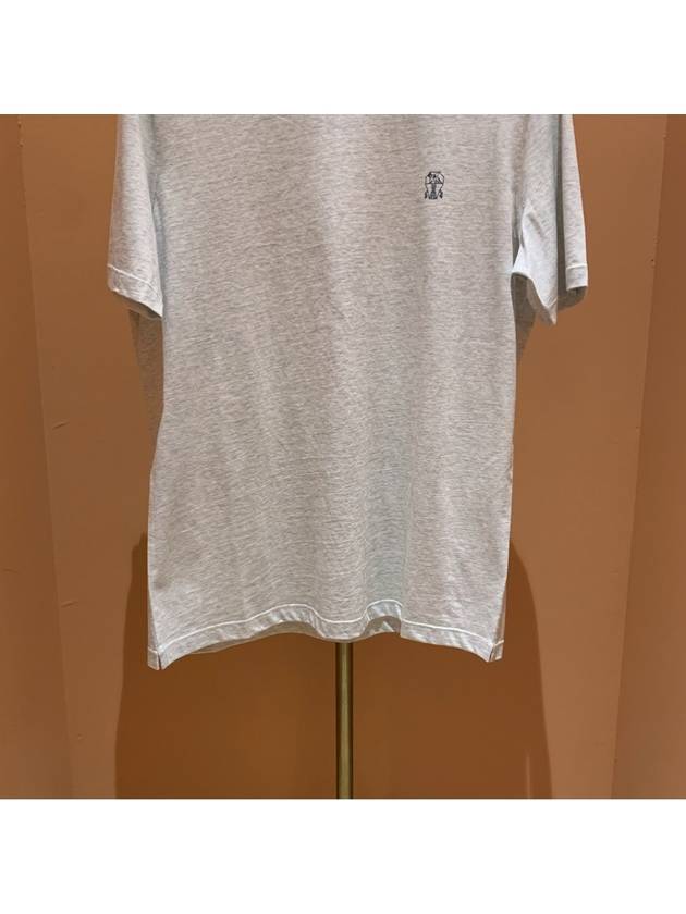 Logo Print Short Sleeve T-Shirt Grey - BRUNELLO CUCINELLI - BALAAN 4