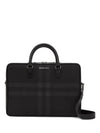 Check Print Leather Brief Case Charcoal - BURBERRY - BALAAN 2