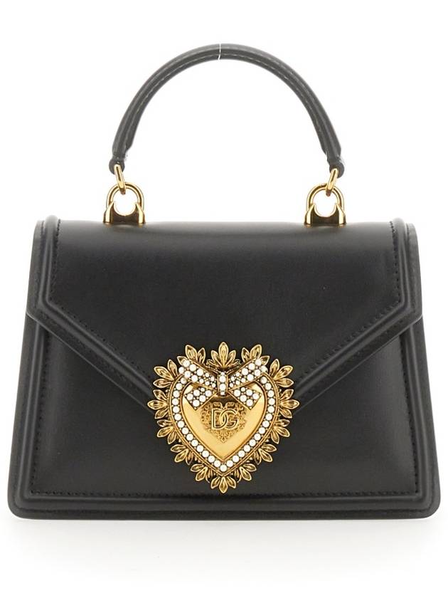 Small Smooth Calfskin Devotion Tote Bag Black - DOLCE&GABBANA - BALAAN 2