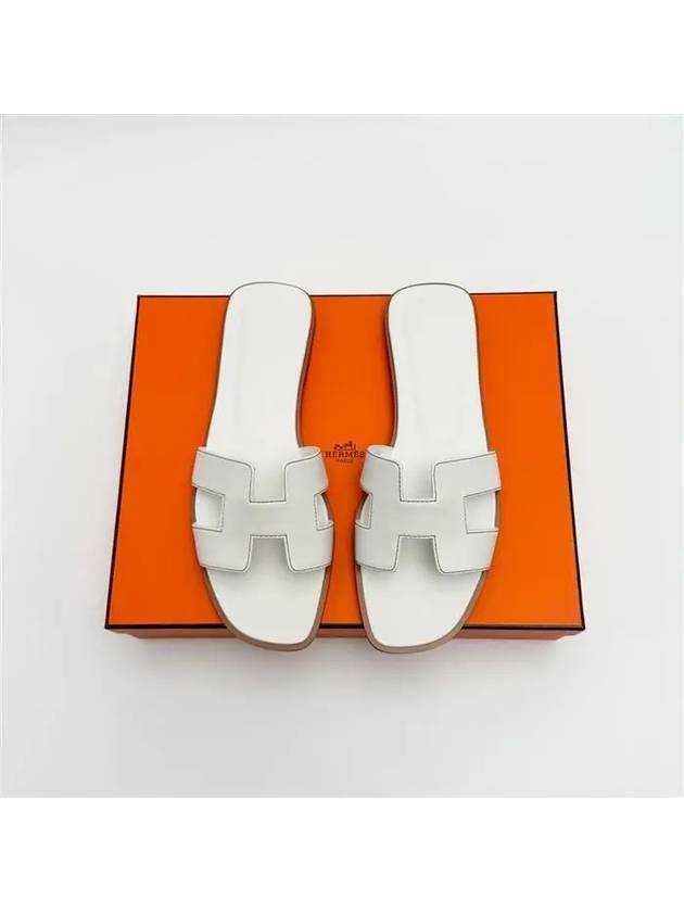 Oran Calfskin Slippers Blanc - HERMES - BALAAN 2