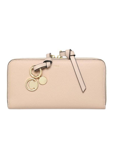 Alphabet Charm Grain Leather Long Wallet Pink - CHLOE - BALAAN 1