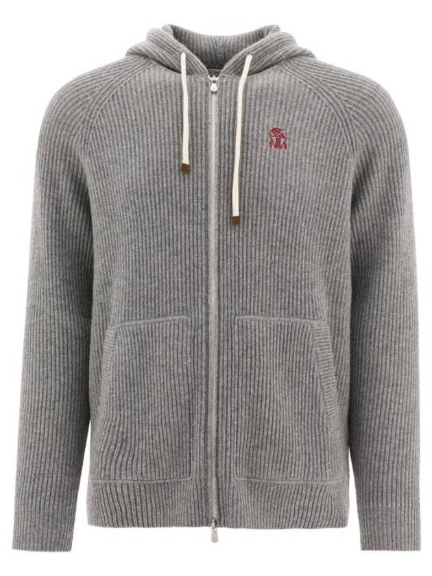 Cashmere English Rib Knit Hooded Cardigan Light Gray - BRUNELLO CUCINELLI - BALAAN 2