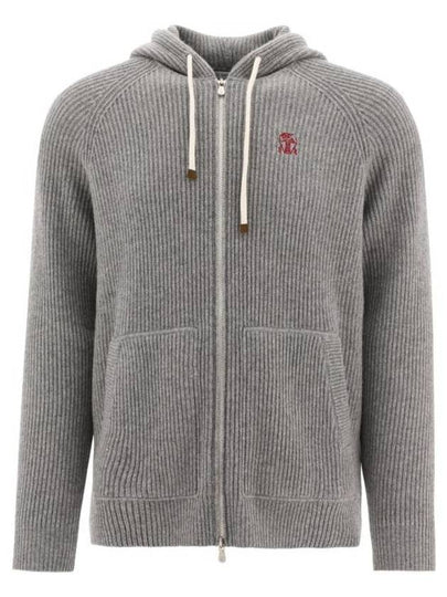 Cashmere English Rib Knit Hooded Cardigan Light Gray - BRUNELLO CUCINELLI - BALAAN 2