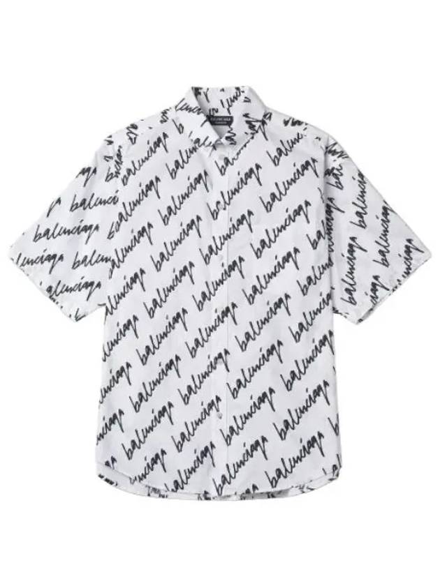 Large Fit New Scrubble Short Sleeve Shirt White Black - BALENCIAGA - BALAAN 1