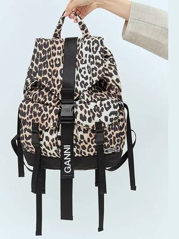 Leopard Tech Backpack Brown - GANNI - BALAAN 2