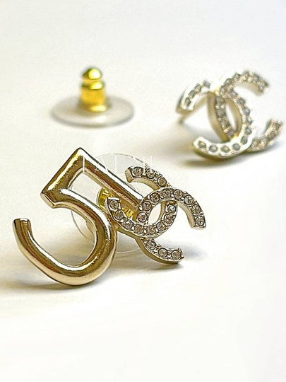 CC Logo Number 5 Women s Earrings Gold - CHANEL - BALAAN 2