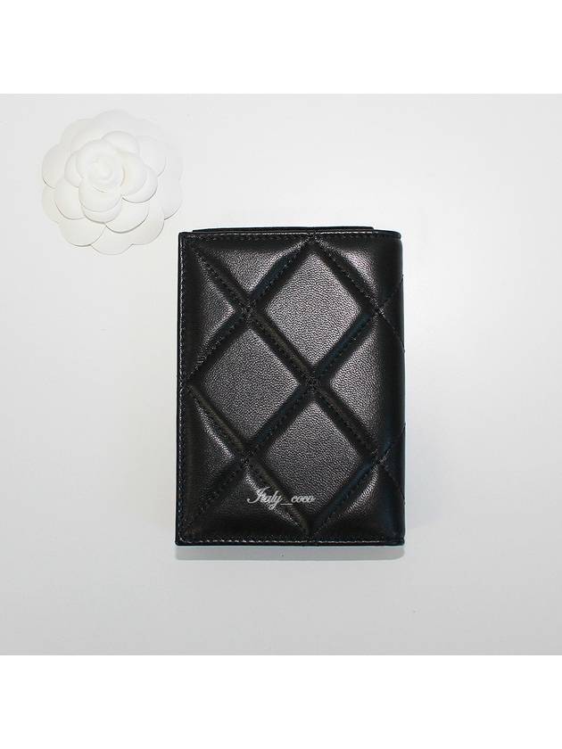 19 CC Logo Lambskin Card Wallet Black - CHANEL - BALAAN 5