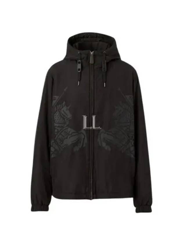 Men's Equestrian Knight Print Hooded Jacket Black - BURBERRY - BALAAN 2