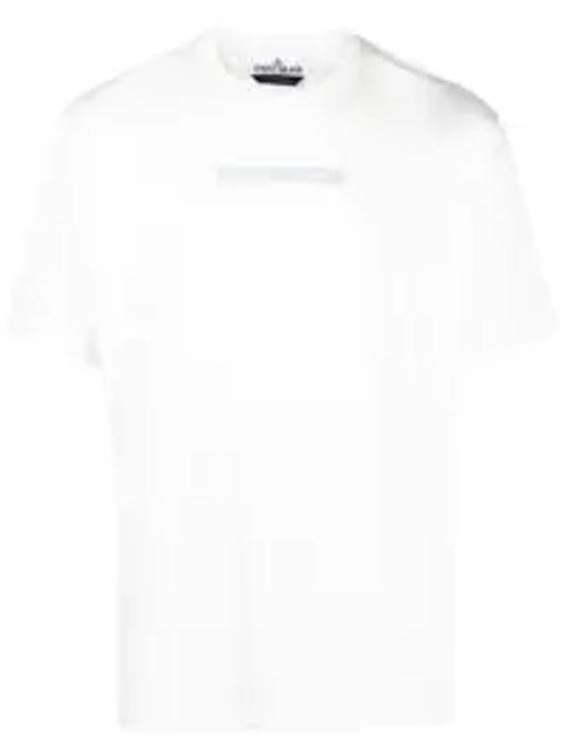 Men's Micrographic Print Short Sleeve T-Shirt White - STONE ISLAND - BALAAN 3