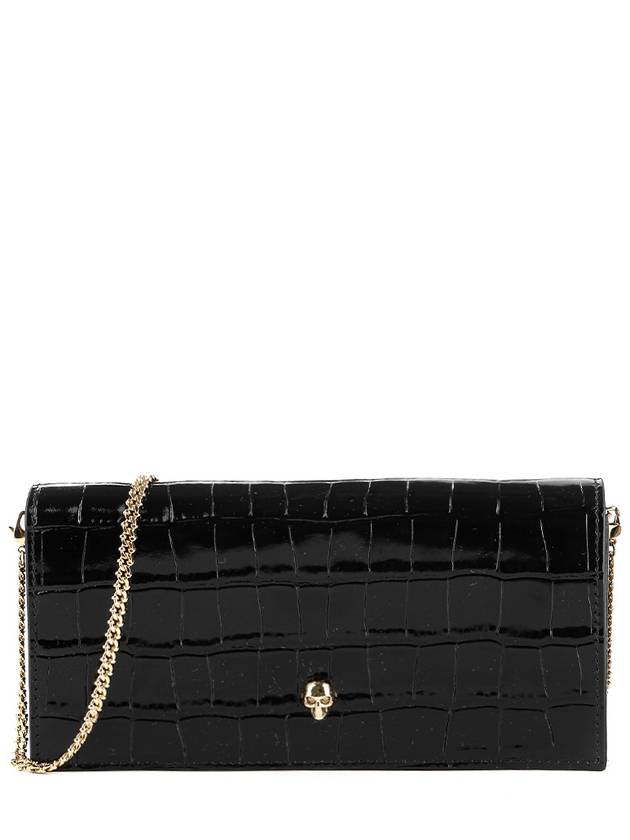 Skull Wallet On Chain Mini Bag Black - ALEXANDER MCQUEEN - BALAAN.