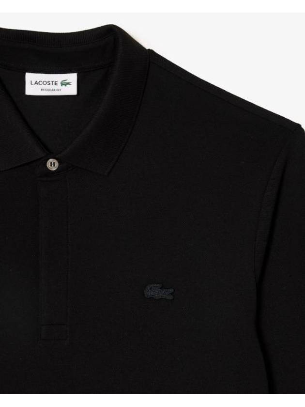 Stretch Cotton Long Sleeve Polo Shirt Black - LACOSTE - BALAAN 3