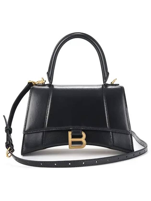 Hourglass Small Tote Bag in Shiny Box Calfskin Black - BALENCIAGA - BALAAN 3