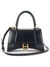 Hourglass Small Tote Bag in Shiny Box Calfskin Black - BALENCIAGA - BALAAN 4