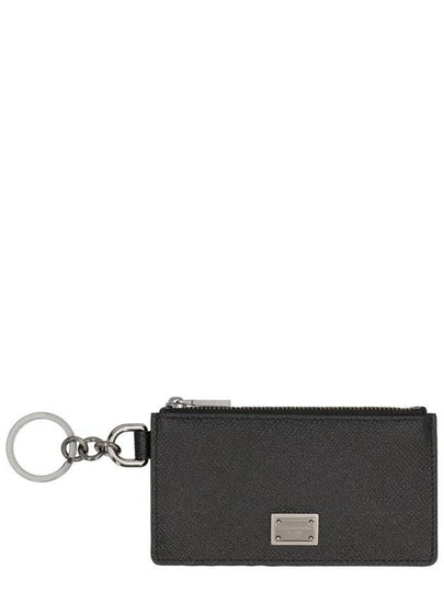 Men's Ring Logo Tag Calfskin Card Wallet Black - DOLCE&GABBANA - BALAAN 2