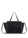 Rockstud Medium Tote Bag Black - VALENTINO - BALAAN 4