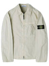 Organic Cotton Shirt Zip Up Jacket Beige - STONE ISLAND - BALAAN 2