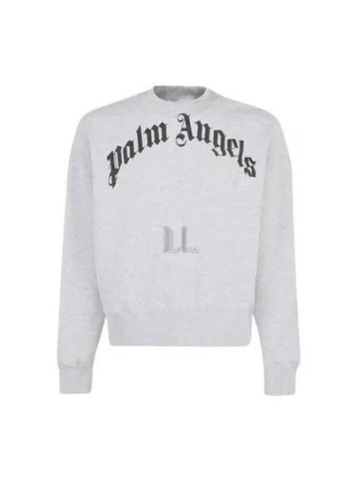 GD Curved Logo Crew Sweatshirt Grey - PALM ANGELS - BALAAN 2