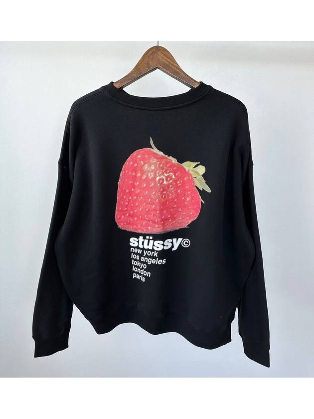 Strawberry Oversized Sweatshirt Black - STUSSY - BALAAN 8