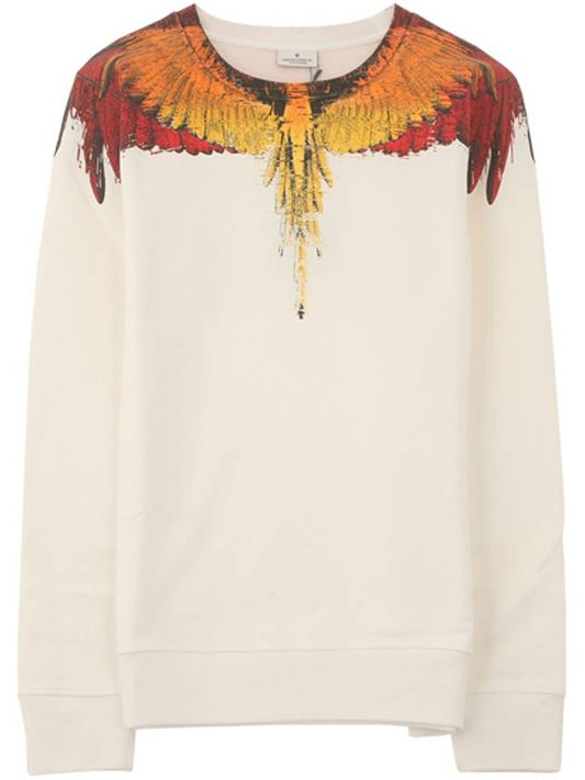 Glitch Wing Print Crew Neck Sweatshirt White - MARCELO BURLON - BALAAN 2