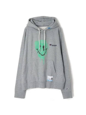 A11HD711 Gray Smiley Face Print Hoodie - MIHARA YASUHIRO - BALAAN 1