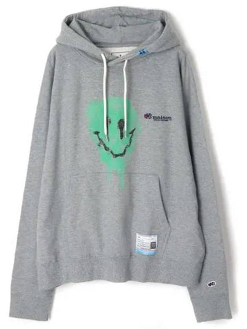 Smile Face Print Hoodie Grey - MIHARA YASUHIRO - BALAAN 1