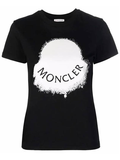 Women's Logo Print Short Sleeve T-Shirt Black - MONCLER - BALAAN 2