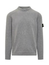 Logo Patch Lambswool Crewneck Knit Top Melange Grey - STONE ISLAND - BALAAN 2