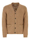 Intarsia Knit Wool Cardigan Camel Ivory - GUCCI - BALAAN 2