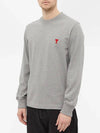 Small Heart Logo Long Sleeve T-Shirt Grey - AMI - BALAAN 5