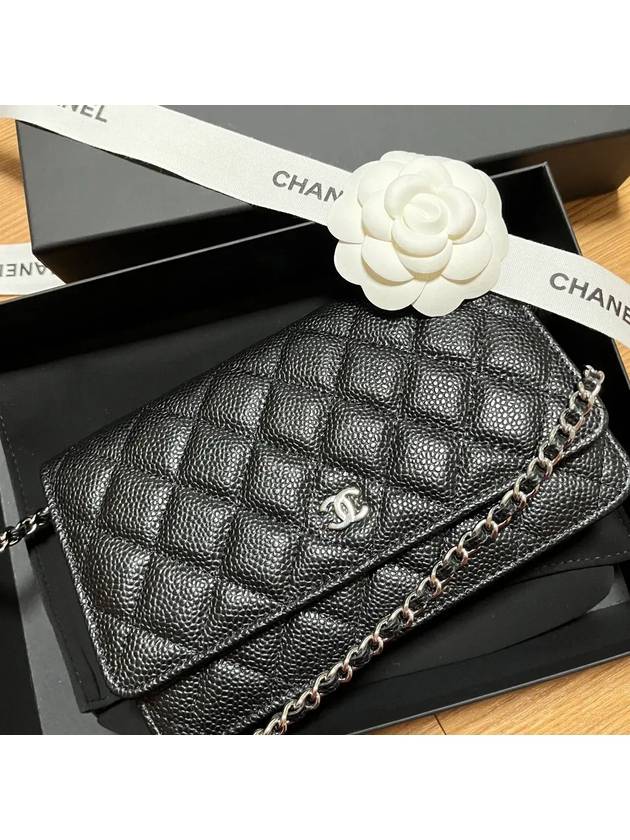 Classic Crossbag On Chain Grained Calfskin & Silver Black - CHANEL - BALAAN 3