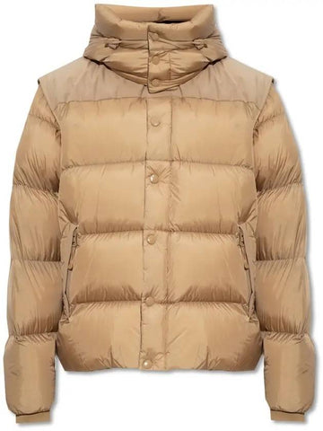 Men's Detachable Sleeve Hooded Padding Beige - BURBERRY - BALAAN 1