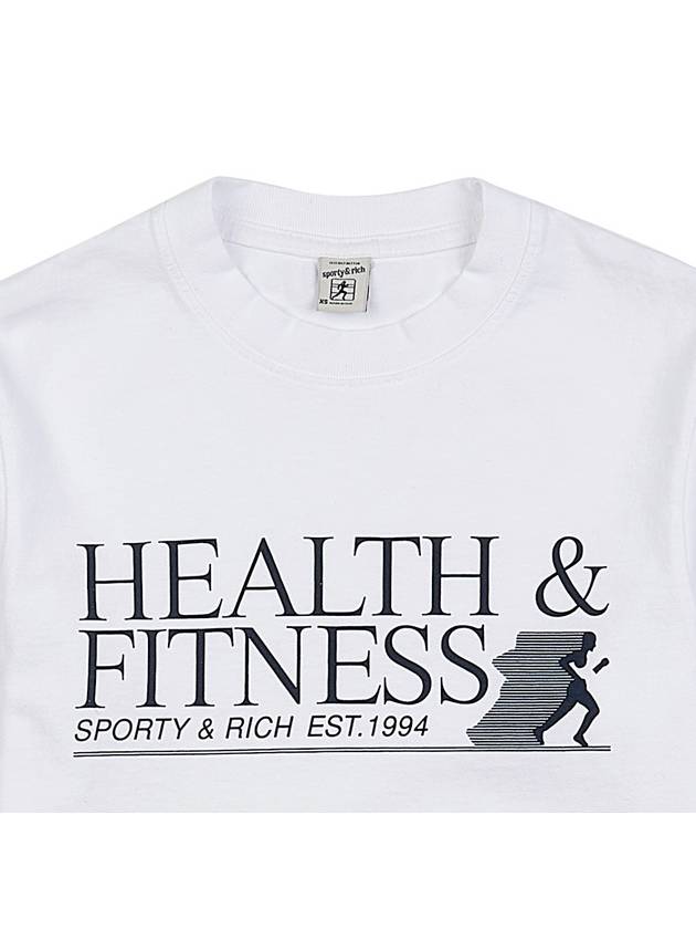 Logo Printed Cotton TShirt HEALTH FITNESS T SHIRT WHITE NAVY - SPORTY & RICH - BALAAN 3